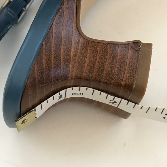 HILLARD & HANSON Kitten Heel Sandals Leather Maddi Heels Blue Women’s Size 6.5 - Picture 15 of 16